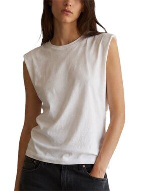 Size S Vero Moda White Muscle nete Tank Top with Shoulder Pads